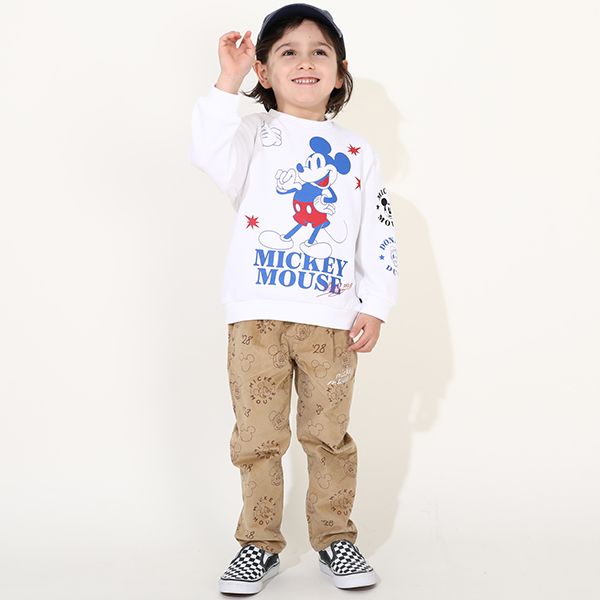 【ベビードール】ミッキー ドナルド 親子お揃い キャラクタートレーナー 0125K / ベビーサイズ キッズ プルオーバー スウェット素材 フード無し 長袖