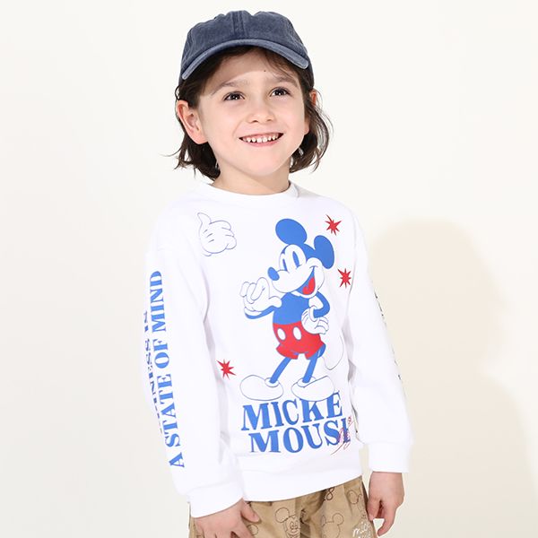 【ベビードール】ミッキー ドナルド 親子お揃い キャラクタートレーナー 0125K / ベビーサイズ キッズ プルオーバー スウェット素材 フード無し 長袖