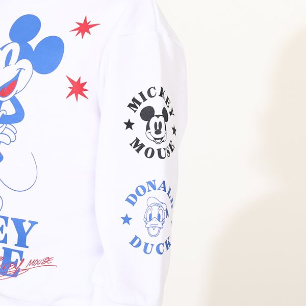 【ベビードール】ミッキー ドナルド 親子お揃い キャラクタートレーナー 0125K / ベビーサイズ キッズ プルオーバー スウェット素材 フード無し 長袖