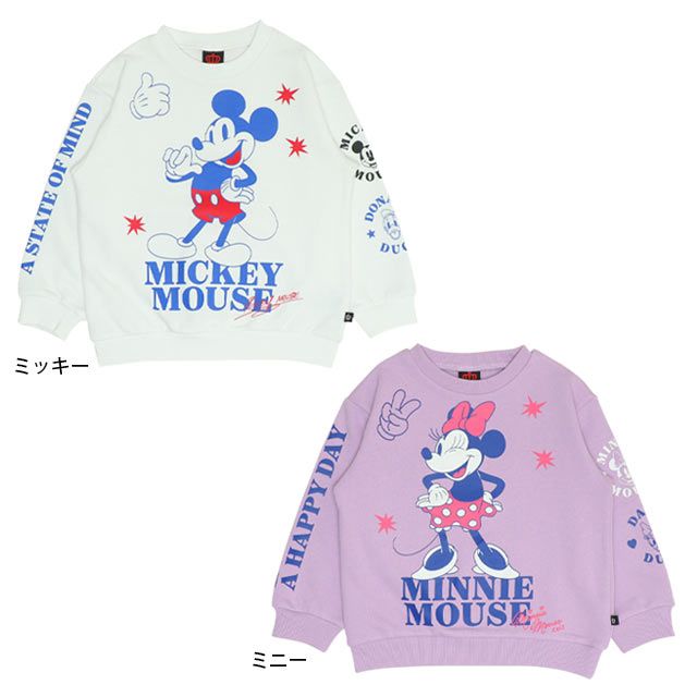 【ベビードール】ミニー デイジー 親子お揃い キャラクタートレーナー 0125K / ベビーサイズ キッズ プルオーバー スウェット素材 フード無し 長袖