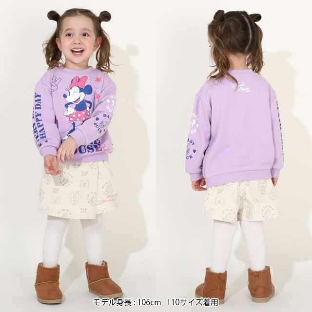 【ベビードール】ミニー デイジー 親子お揃い キャラクタートレーナー 0125K / ベビーサイズ キッズ プルオーバー スウェット素材 フード無し 長袖