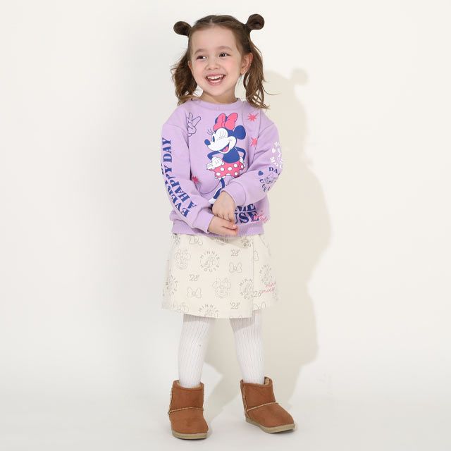 【ベビードール】ミニー デイジー 親子お揃い キャラクタートレーナー 0125K / ベビーサイズ キッズ プルオーバー スウェット素材 フード無し 長袖