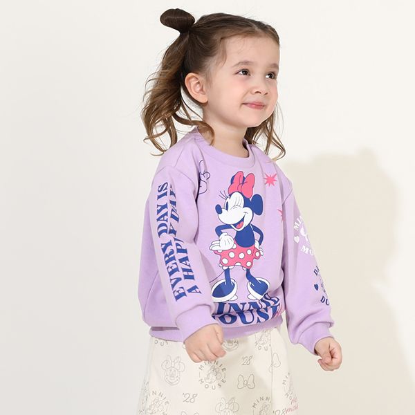 【ベビードール】ミニー デイジー 親子お揃い キャラクタートレーナー 0125K / ベビーサイズ キッズ プルオーバー スウェット素材 フード無し 長袖