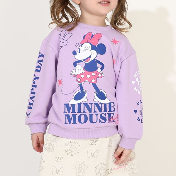 【ベビードール】ミニー デイジー 親子お揃い キャラクタートレーナー 0125K / ベビーサイズ キッズ プルオーバー スウェット素材 フード無し 長袖