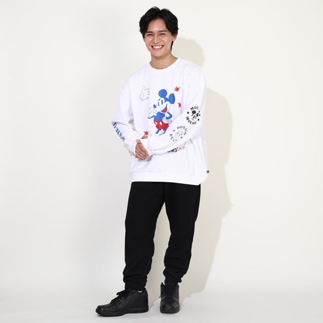 【ベビードール】ミッキー ドナルド 親子お揃い キャラクタートレーナー 0125A / ユニセックス 男女兼用 リンクコーデ ペアルック プルオーバー スウェット素材 長袖