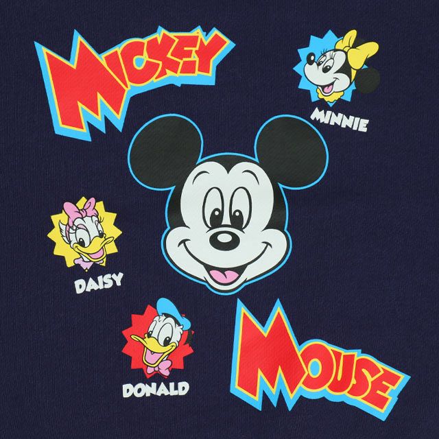 【ベビードール】ミッキー キャラクター集合トレーナー 0126K / ベビーサイズ キッズ プルオーバー スウェット素材 フード無し 長袖