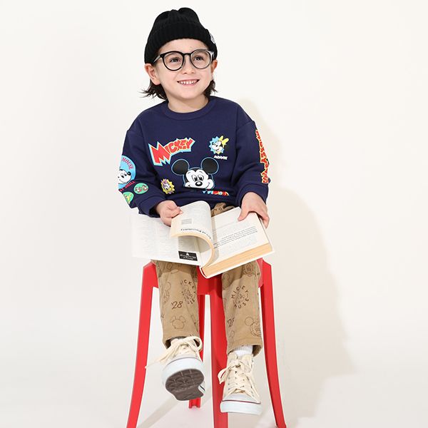 【ベビードール】ミッキー キャラクター集合トレーナー 0126K / ベビーサイズ キッズ プルオーバー スウェット素材 フード無し 長袖