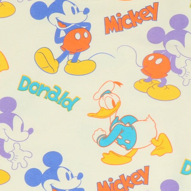【ベビードール】ミッキー ドナルド 親子お揃い 総柄トレーナー 0127K / ベビーサイズ キッズ プルオーバー スウェット素材 フード無し 長袖