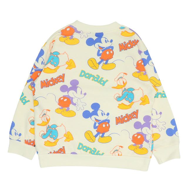 【ベビードール】ミッキー ドナルド 親子お揃い 総柄トレーナー 0127K / ベビーサイズ キッズ プルオーバー スウェット素材 フード無し 長袖