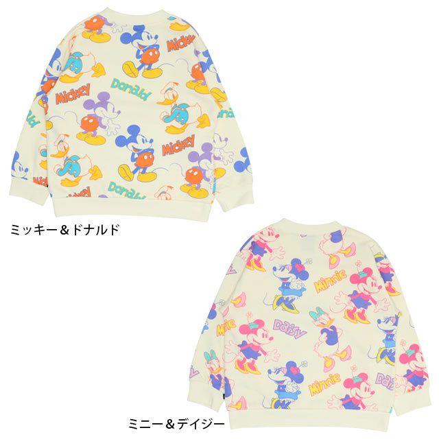 【ベビードール】ミッキー ドナルド 親子お揃い 総柄トレーナー 0127K / ベビーサイズ キッズ プルオーバー スウェット素材 フード無し 長袖