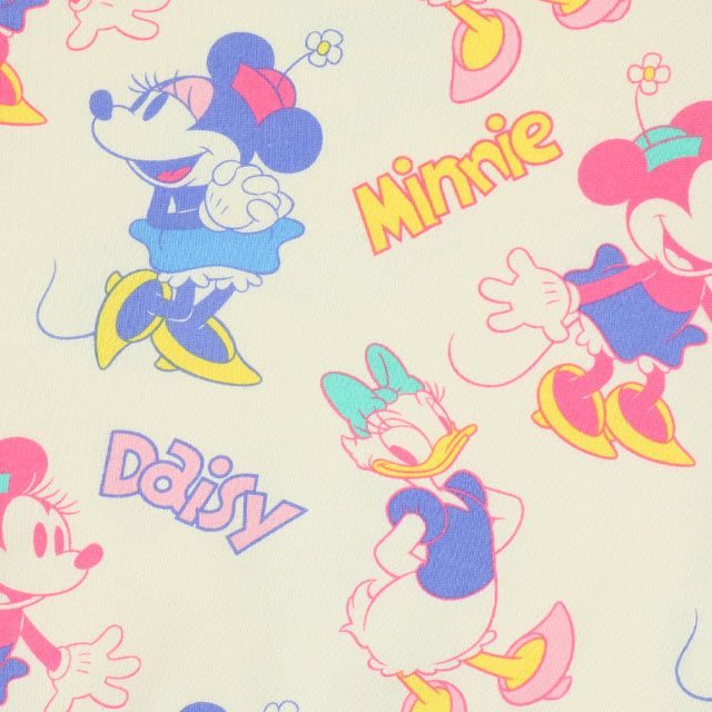 【ベビードール】ミニー デイジー 親子お揃い 総柄トレーナー 0127K / ベビーサイズ キッズ プルオーバー スウェット素材 フード無し 長袖