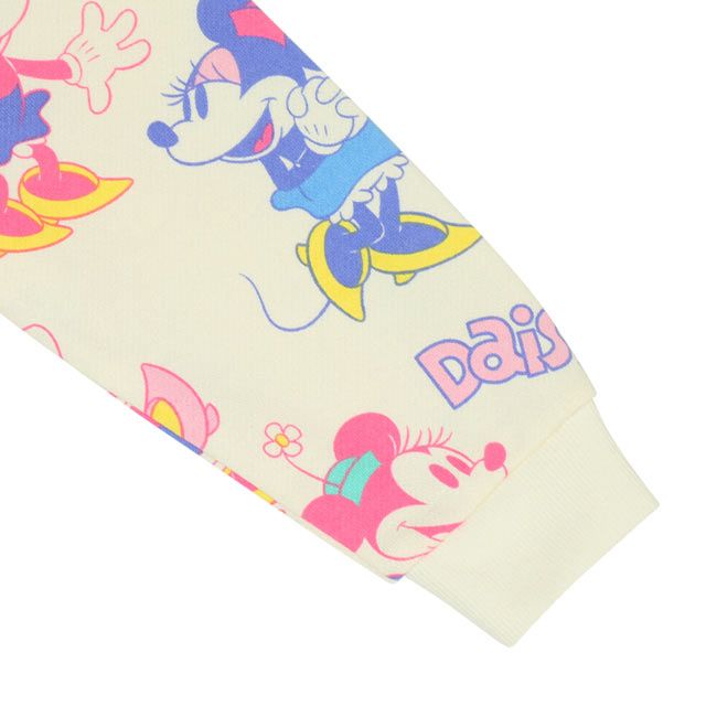 【ベビードール】ミニー デイジー 親子お揃い 総柄トレーナー 0127K / ベビーサイズ キッズ プルオーバー スウェット素材 フード無し 長袖