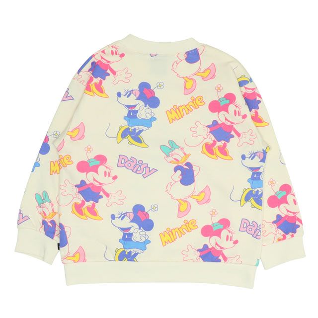 【ベビードール】ミニー デイジー 親子お揃い 総柄トレーナー 0127K / ベビーサイズ キッズ プルオーバー スウェット素材 フード無し 長袖
