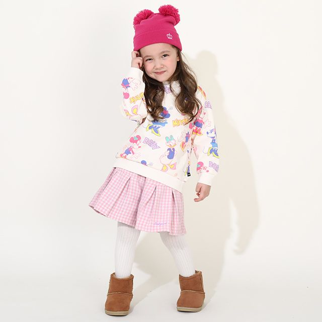 【ベビードール】ミニー デイジー 親子お揃い 総柄トレーナー 0127K / ベビーサイズ キッズ プルオーバー スウェット素材 フード無し 長袖