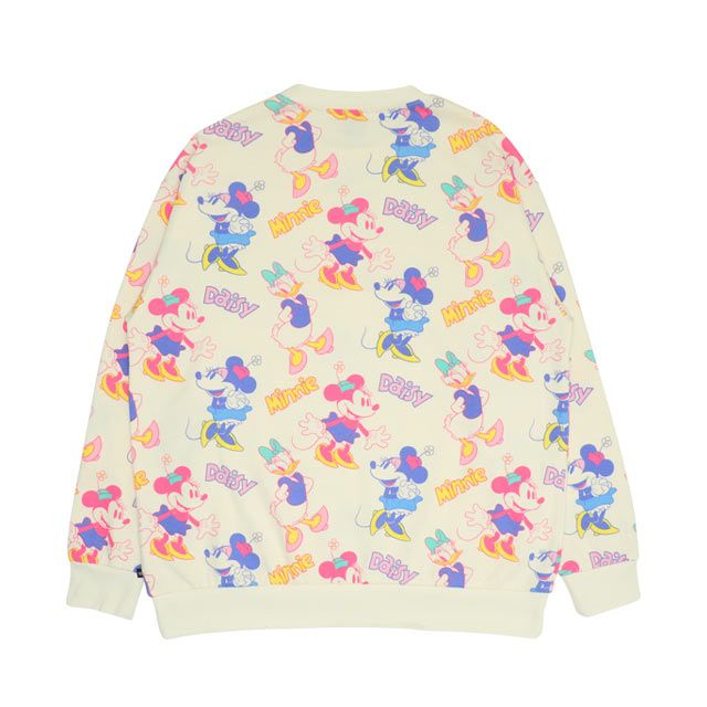 【ベビードール】ミニー デイジー 親子お揃い 総柄トレーナー 0127A / ユニセックス 男女兼用 リンクコーデ ペアルック プルオーバー スウェット素材 長袖