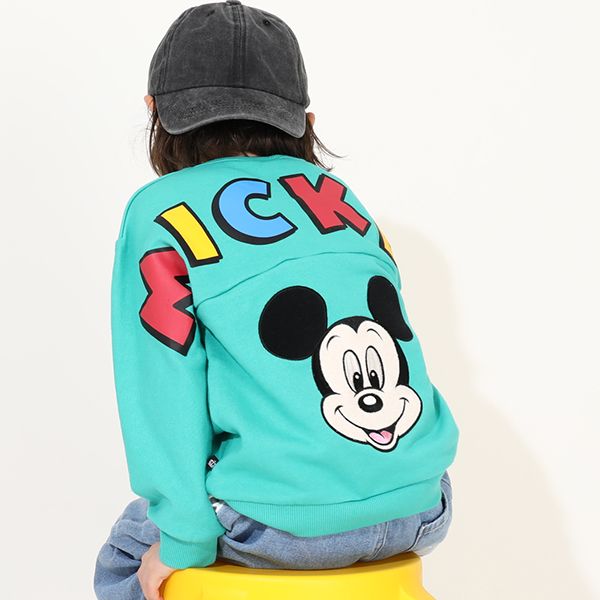 【ベビードール】ミッキー バックBIGロゴトレーナー 0128K / ベビーサイズ キッズ プルオーバー スウェット素材 フード無し 長袖
