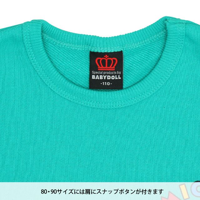 【ベビードール】ミッキー バックBIGロゴトレーナー 0128K / ベビーサイズ キッズ プルオーバー スウェット素材 フード無し 長袖