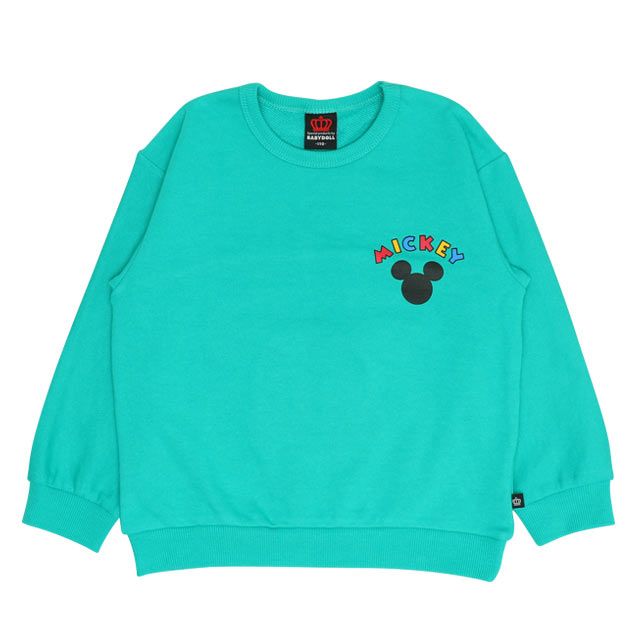 【ベビードール】ミッキー バックBIGロゴトレーナー 0128K / ベビーサイズ キッズ プルオーバー スウェット素材 フード無し 長袖