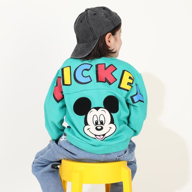 【ベビードール】ミッキー バックBIGロゴトレーナー 0128K / ベビーサイズ キッズ プルオーバー スウェット素材 フード無し 長袖