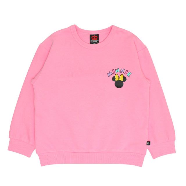 【ベビードール】ミニー バックBIGロゴトレーナー 0128K / ベビーサイズ キッズ プルオーバー スウェット素材 フード無し 長袖