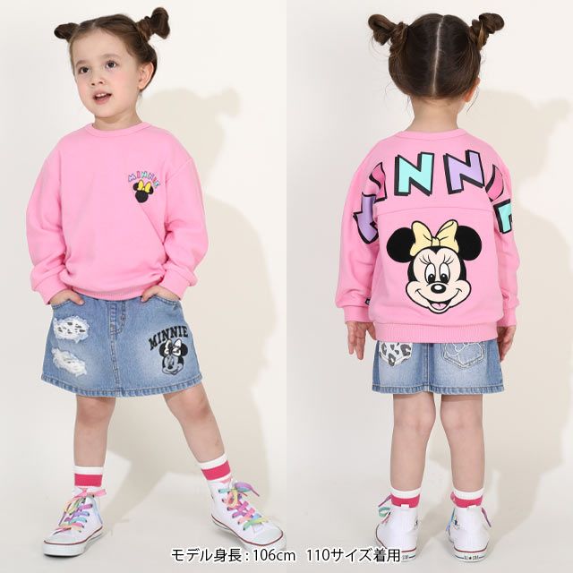 【ベビードール】ミニー バックBIGロゴトレーナー 0128K / ベビーサイズ キッズ プルオーバー スウェット素材 フード無し 長袖