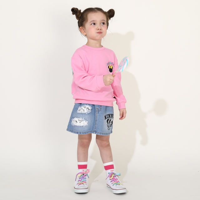 【ベビードール】ミニー バックBIGロゴトレーナー 0128K / ベビーサイズ キッズ プルオーバー スウェット素材 フード無し 長袖