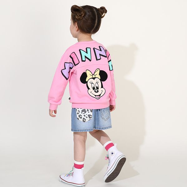 【ベビードール】ミニー バックBIGロゴトレーナー 0128K / ベビーサイズ キッズ プルオーバー スウェット素材 フード無し 長袖