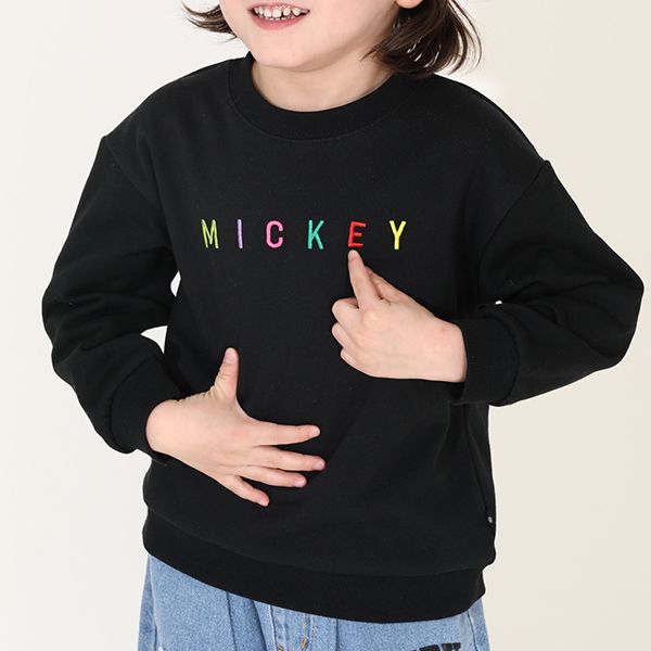 【ベビードール】ミッキー 親子お揃い バックキャラクタートレーナー 0129K / ベビーサイズ キッズ プルオーバー スウェット素材 フード無し 長袖