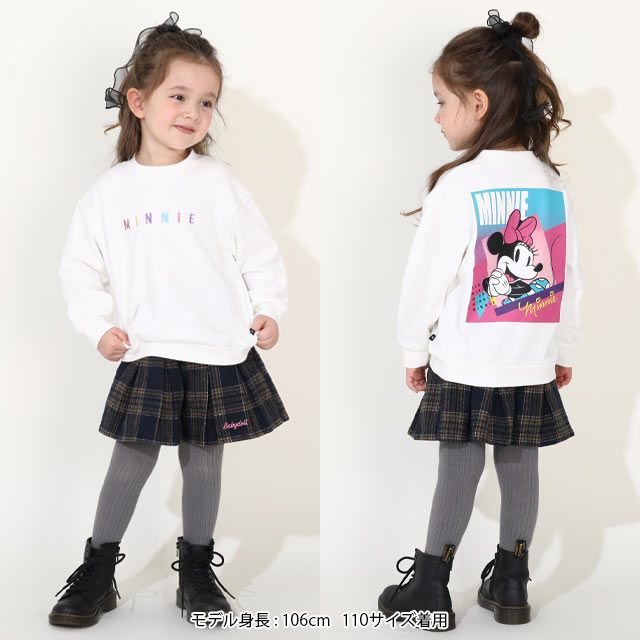 【ベビードール】ミニー 親子お揃い バックキャラクタートレーナー 0129K / ベビーサイズ キッズ プルオーバー スウェット素材 フード無し 長袖