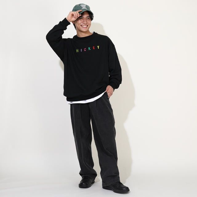 【ベビードール】ミッキー 親子お揃い バックキャラクタートレーナー 0129A / ユニセックス 男女兼用 リンクコーデ ペアルック プルオーバー スウェット素材 長袖