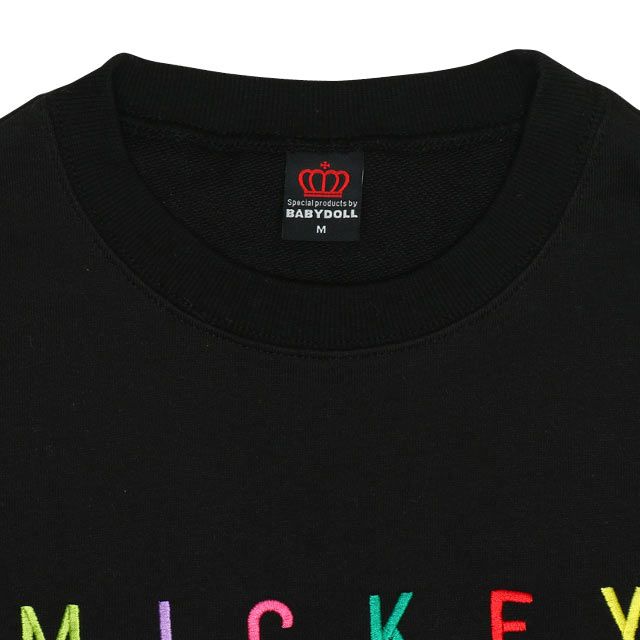 【ベビードール】ミッキー 親子お揃い バックキャラクタートレーナー 0129A / ユニセックス 男女兼用 リンクコーデ ペアルック プルオーバー スウェット素材 長袖