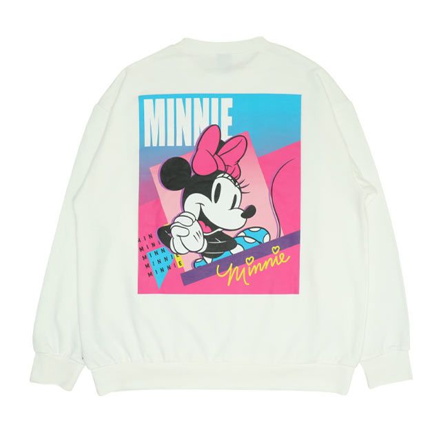 【ベビードール】ミニー 親子お揃い バックキャラクタートレーナー 0129A / ユニセックス 男女兼用 リンクコーデ ペアルック プルオーバー スウェット素材 長袖