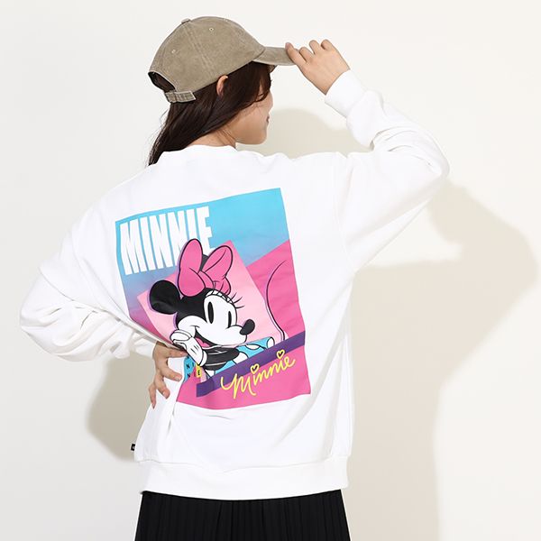 【ベビードール】ミニー 親子お揃い バックキャラクタートレーナー 0129A / ユニセックス 男女兼用 リンクコーデ ペアルック プルオーバー スウェット素材 長袖