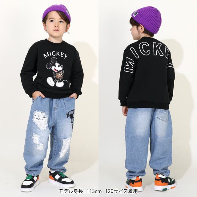 【ベビードール】ミッキー 親子お揃い ヒョウ柄キャラクタートレーナー 0130K 子供服 キッズ 男の子 女の子