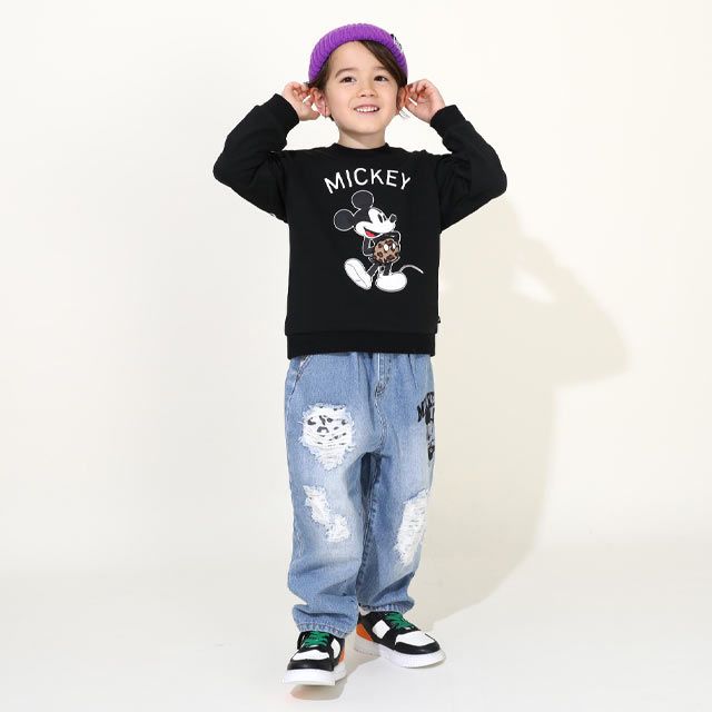 【ベビードール】ミッキー 親子お揃い ヒョウ柄キャラクタートレーナー 0130K 子供服 キッズ 男の子 女の子