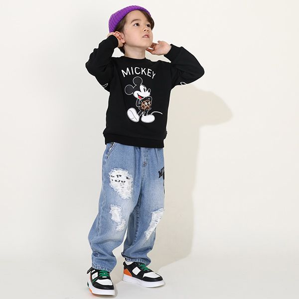 【ベビードール】ミッキー 親子お揃い ヒョウ柄キャラクタートレーナー 0130K 子供服 キッズ 男の子 女の子