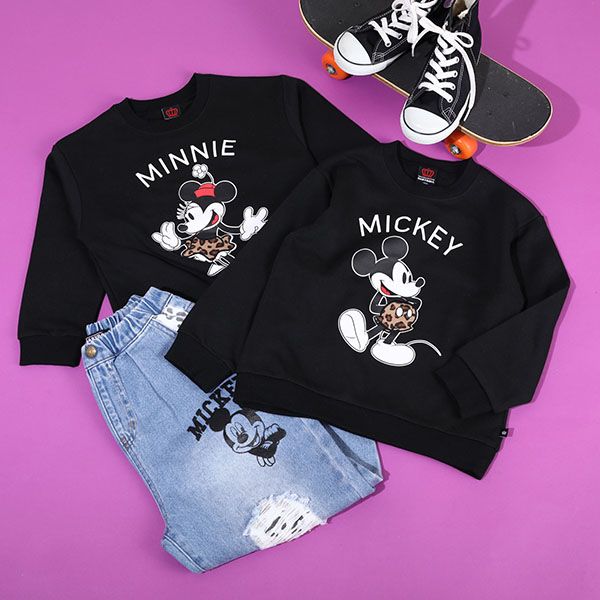 【ベビードール】ミッキー 親子お揃い ヒョウ柄キャラクタートレーナー 0130K 子供服 キッズ 男の子 女の子