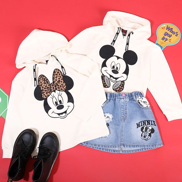 【ベビードール】ミッキー 親子お揃い BIGフェイスキャラクターパーカー 0131K 子供服 キッズ 男の子 女の子