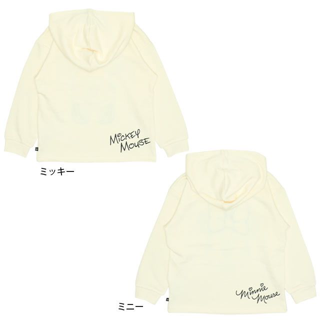 【ベビードール】ミニー 親子お揃い BIGフェイスキャラクターパーカー 0131K / ベビーサイズ キッズ リンクコーデ ペアルック 親子コーデ 長袖 トップス パーカー プルオーバー スウェット