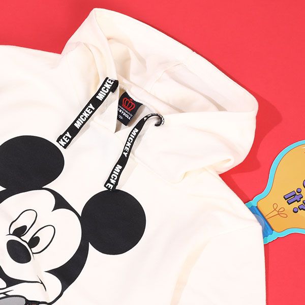 【ベビードール】ミニー 親子お揃い BIGフェイスキャラクターパーカー 0131K / ベビーサイズ キッズ リンクコーデ ペアルック 親子コーデ 長袖 トップス パーカー プルオーバー スウェット