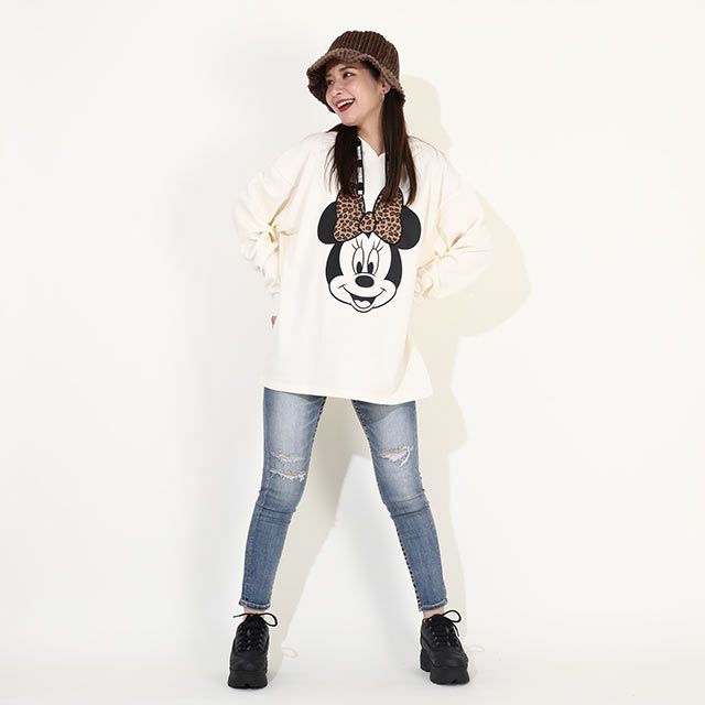 【ベビードール】ミニー 親子お揃い BIGフェイスキャラクターパーカー 0131A メンズ レディース