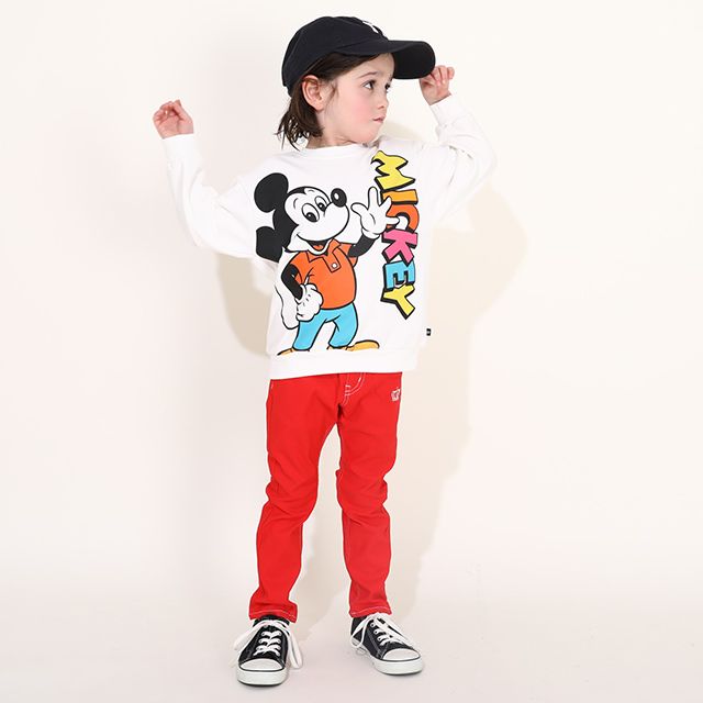 【ベビードール】ミッキー 親子お揃い BIGキャラクタートレーナー 0188K / ベビーサイズ キッズ リンクコーデ ペアルック 親子コーデ トップス 長袖 プルオーバー フード無し