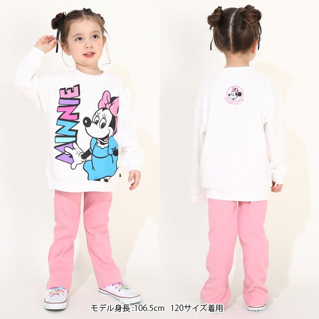 【ベビードール】ミニー 親子お揃い BIGキャラクタートレーナー 0188K / ベビーサイズ キッズ リンクコーデ ペアルック 親子コーデ トップス 長袖 プルオーバー フード無し