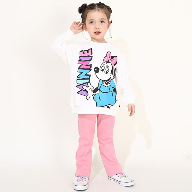 【ベビードール】ミニー 親子お揃い BIGキャラクタートレーナー 0188K / ベビーサイズ キッズ リンクコーデ ペアルック 親子コーデ トップス 長袖 プルオーバー フード無し