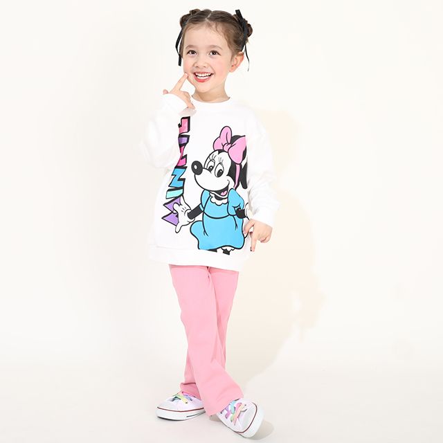 【ベビードール】ミニー 親子お揃い BIGキャラクタートレーナー 0188K / ベビーサイズ キッズ リンクコーデ ペアルック 親子コーデ トップス 長袖 プルオーバー フード無し