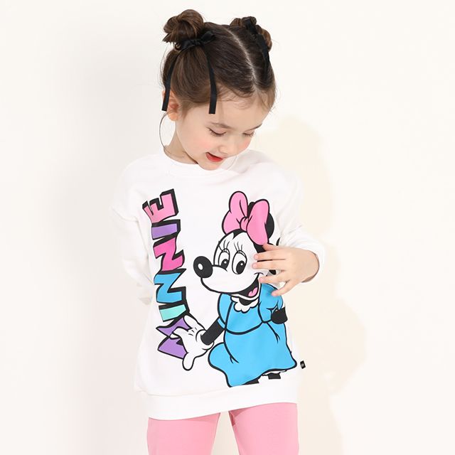 【ベビードール】ミニー 親子お揃い BIGキャラクタートレーナー 0188K / ベビーサイズ キッズ リンクコーデ ペアルック 親子コーデ トップス 長袖 プルオーバー フード無し