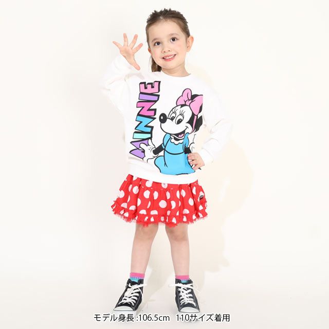 【ベビードール】ミニー 親子お揃い BIGキャラクタートレーナー 0188K / ベビーサイズ キッズ リンクコーデ ペアルック 親子コーデ トップス 長袖 プルオーバー フード無し