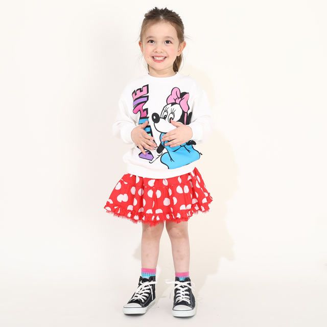 【ベビードール】ミニー 親子お揃い BIGキャラクタートレーナー 0188K / ベビーサイズ キッズ リンクコーデ ペアルック 親子コーデ トップス 長袖 プルオーバー フード無し