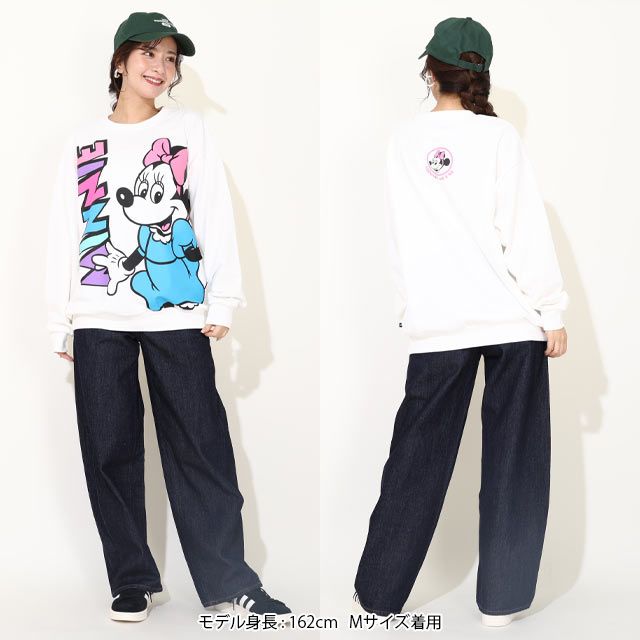 【ベビードール】ミニー 親子お揃い BIGキャラクタートレーナー 0188A / 大人 ユニセックス 男女兼用 リンクコーデ ペアルック 親子コーデ トップス 長袖 プルオーバー フード無し