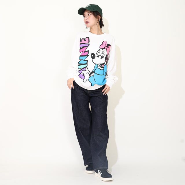 【ベビードール】ミニー 親子お揃い BIGキャラクタートレーナー 0188A / 大人 ユニセックス 男女兼用 リンクコーデ ペアルック 親子コーデ トップス 長袖 プルオーバー フード無し